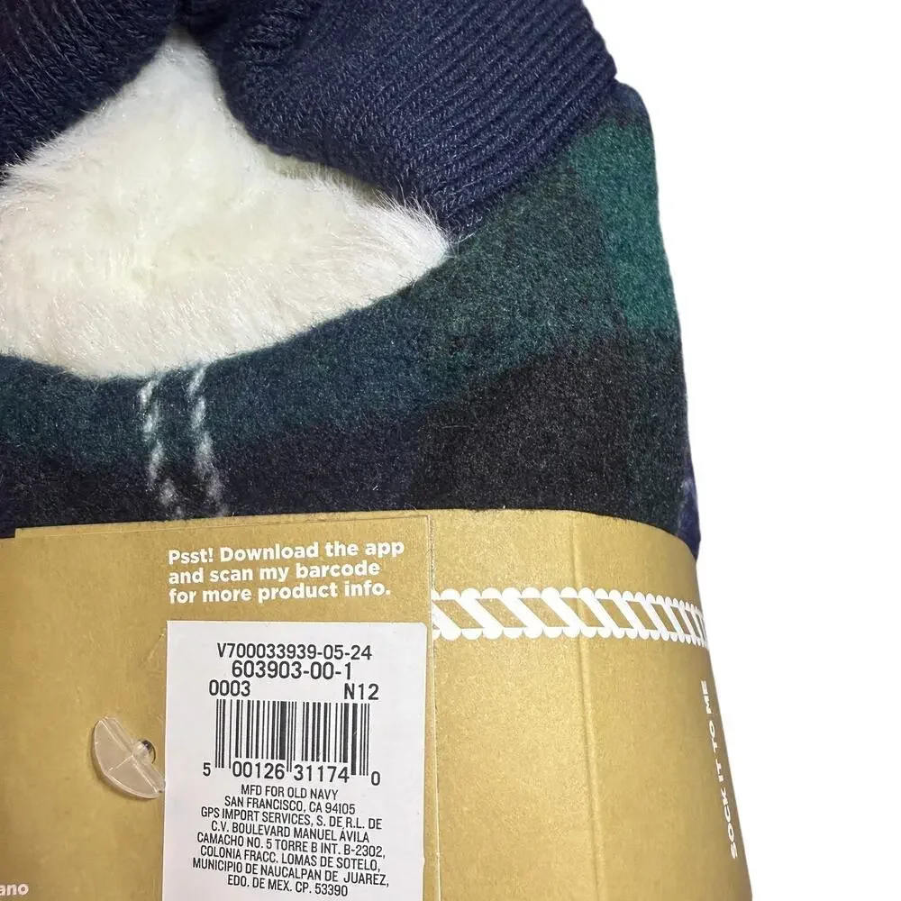 Old Navy Mixed Plaid Flannel Cozy Slipper Socks Kids Unisex Large